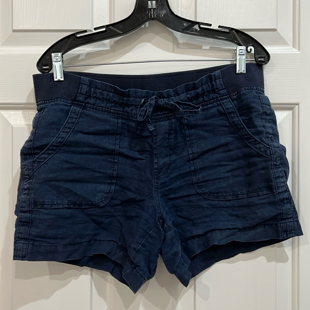 Athleta Drawstring Linen Shorts Navy Size 6